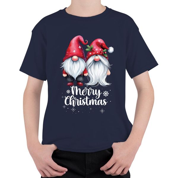 Buon Natale Gnomo Elfi Pixie Coppia - Regalo Di Natale Maglietta Unisex Per Bambini, Navy, 128-image