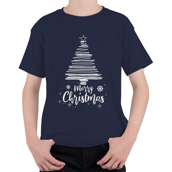 Buon Natale Schizzo Dell'albero Di Natale - Regalo Di Natale Maglietta Unisex Per Bambini, Navy, 104-image