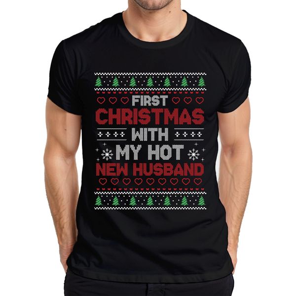 Primo Natale Con Il Mio Nuovo Marito Coppia - Regalo Di Natale Maglietta Da Uomo, Nero, Xl-image