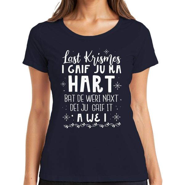 Lo Scorso Natale Ti Ho Regalato Il Mio Cuore - Maglietta Da Donna Con Regalo Di Natale, Navy, Xl-image