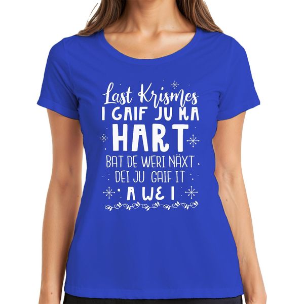 Lo Scorso Natale Ti Ho Regalato Il Mio Cuore - Maglietta Natalizia Da Donna, Blu, Xl-image