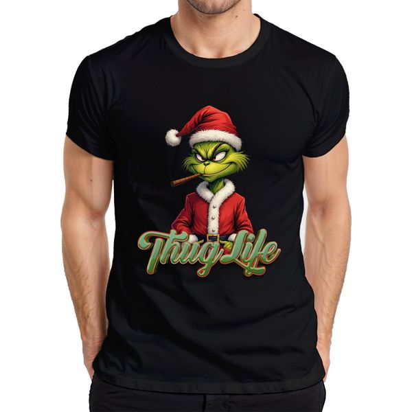 Maglietta Thug Life Grinch Joint Weed Cannabis Weed - Christmas Xmas Uomo, Nero, Xxl-image