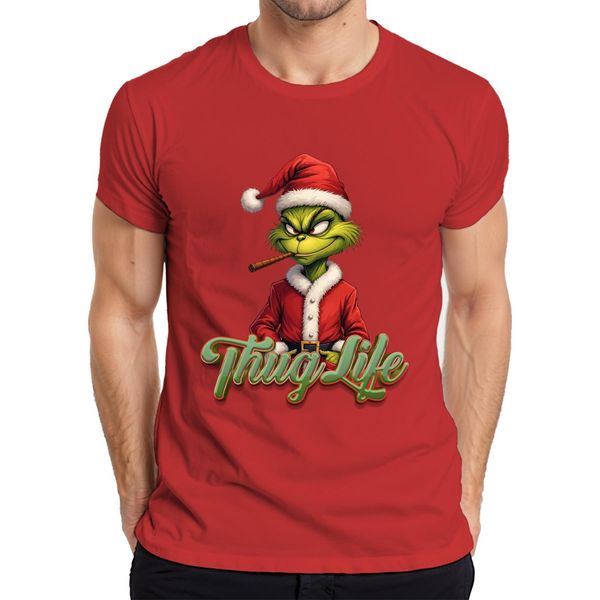 Maglietta Da Uomo Thug Life Grinch Joint Weed Cannabis Weed - Christmas Xmas, Rosso, S-image