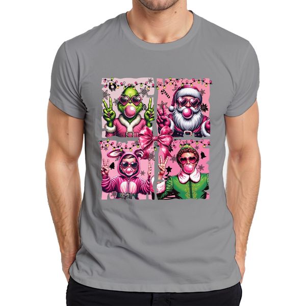 Maglietta Holly Jolly Christmas Movies Pink Christmas Movie - Christmas Xmas Uomo, Grigio, 3XL-image