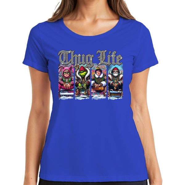 Thug Life Buddy The Elf Grinch - Maglietta Natalizia Da Donna, Blu, M-image