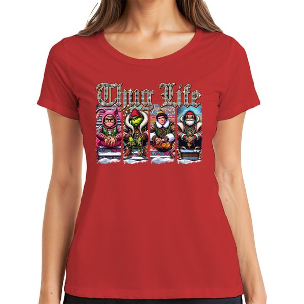 Thug Life Buddy The Elf Grinch - Maglietta Natalizia Da Donna, Rosso, L-image