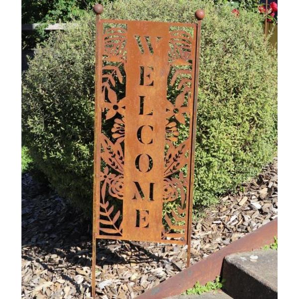 Cartello Da Giardino In Acciaio Inox Welcome-image
