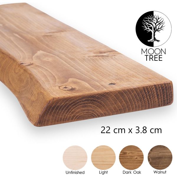Moontree | Mensola Da Parete In Legno Rustico Aksel, 40Cmx22Cmx3,8Cm, Rovere Scuro | Mensola Da Appendere, Mensola Da Parete In Legno Per Soggiorno-image