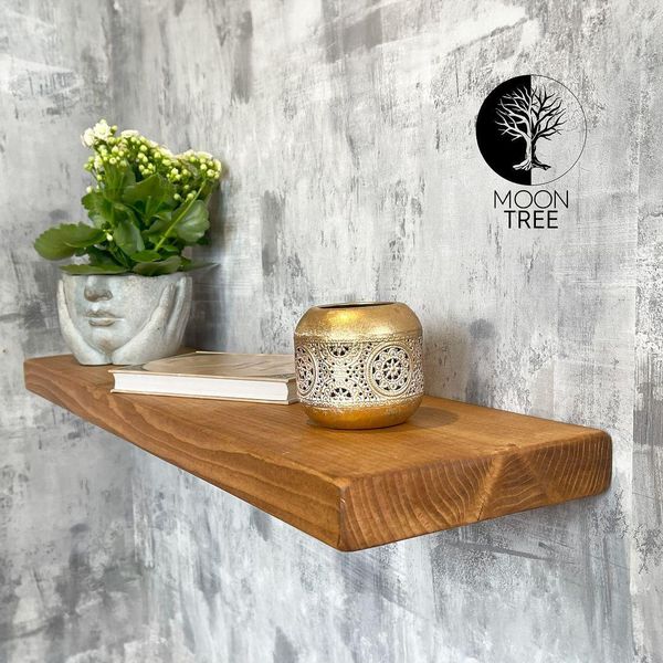 Moontree | Mensola Da Parete Rustica In Legno Liden, 22X4,4X40Cm, Rovere Scuro | Mensola Da Appendere, Mensola Da Parete In Legno Per Il Soggiorno-image