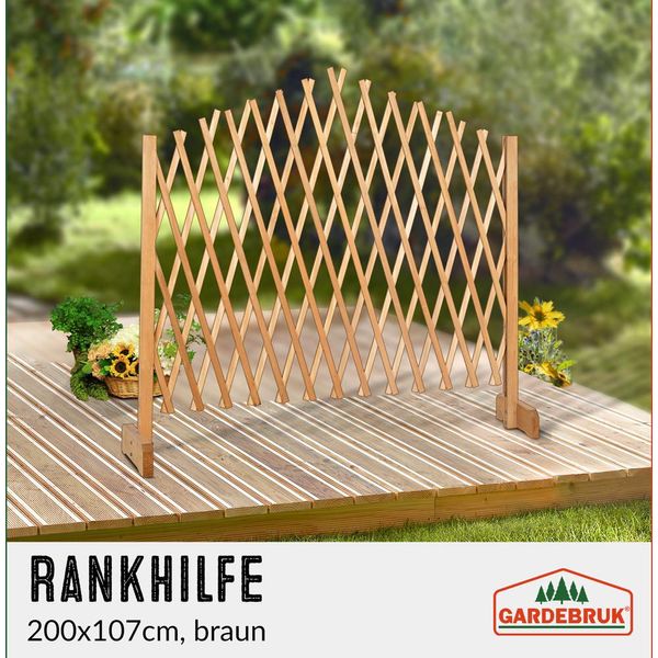 Gardebruk® Recinto Da Giardino A Traliccio Fino A 200 Cm Estensibile Pieghevole Traliccio Per Balconi Da Giardino Ausilio Per L'arrampicata Recinto In Legno Traliccio Per Piante, Colore:Marrone-image