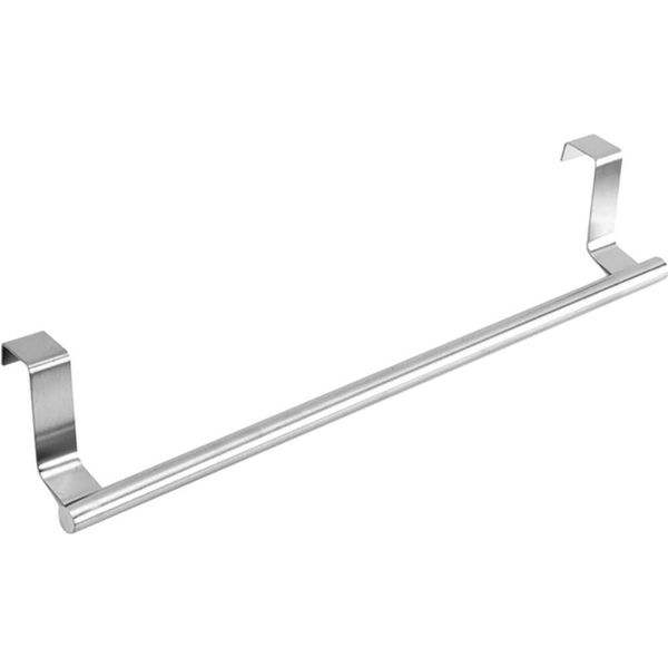 Portasciugamani Sospeso In Acciaio Inox | Portasciugamani Da Cucina Per Ante Di Armadietti | Portasciugamani Senza Trapano | Appendiabiti Da Porta Come Barra | Modo Salvaspazio Per Appendere Gli Asciugapiatti In Cucina 36,2 Cm-image