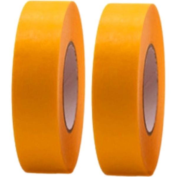 2 Rotoli Di Nastro Adesivo Professionale Oro 50 M X 24 Mm - Nastro Crespo Oro Per Pittori - Nastro Per Mascheratura Per Pittori E Decoratori - Crespo Per Interni Ed Esterni - Crespo Per Pittori - Nastro Adesivo Versatile Per Lavori Di Pittura-image