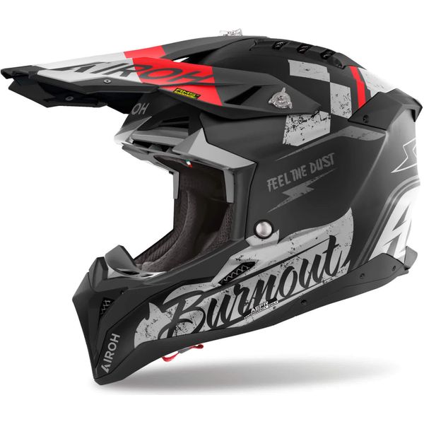 Airoh Aviator 3 Burnout Motocross Helm, Schwarz Matt/Rot, M (57/58)-image