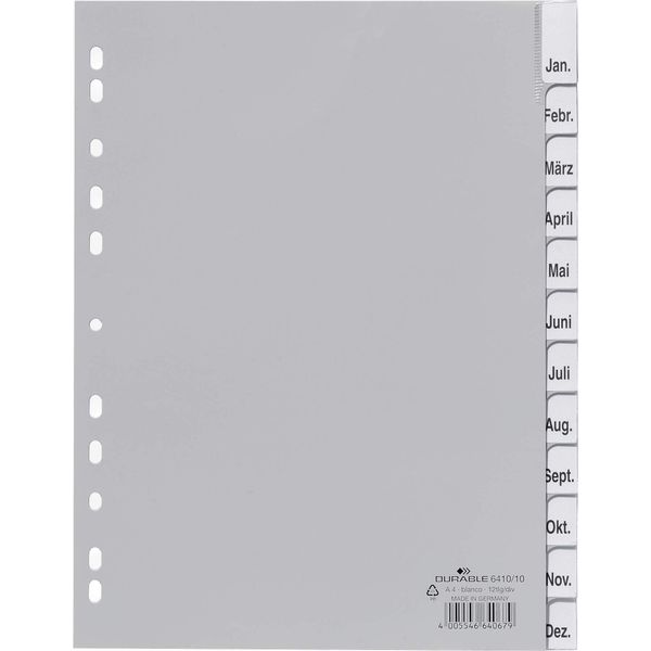 Durable Divisorio A4 In Pp 12 Tasti Termosaldati , Grigio, 641010-image