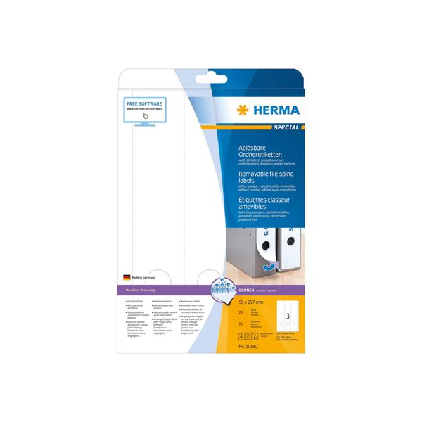 Etichette Per Cartelle A4 Bianche 59X297 Mm Carta Mobile-Rimovibile Opaca 75 Pz.-image