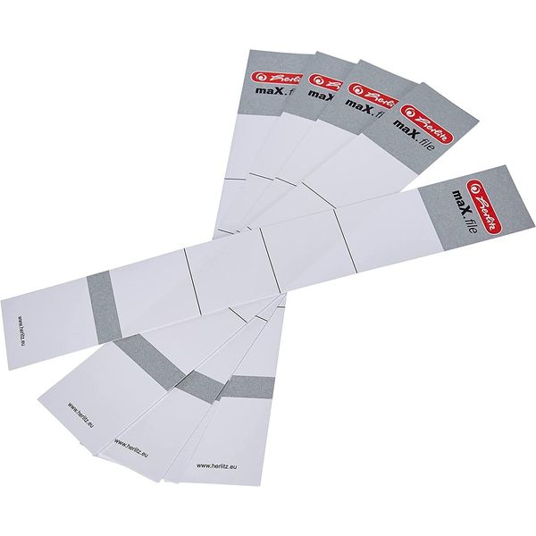 Herlitz 9743154 10X Einsteck-RüCkenschilder Max.File Weiß FüR 5,0 Cm RüCkenbreite-image