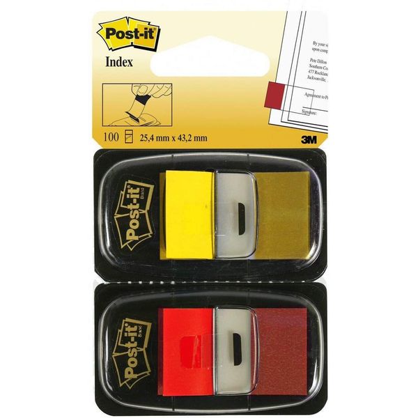 Indice Per Pennarelli Adesivi Post-It, 25,4 X 43,2 Mm, Rosso/Giallo, Vantaggio-image