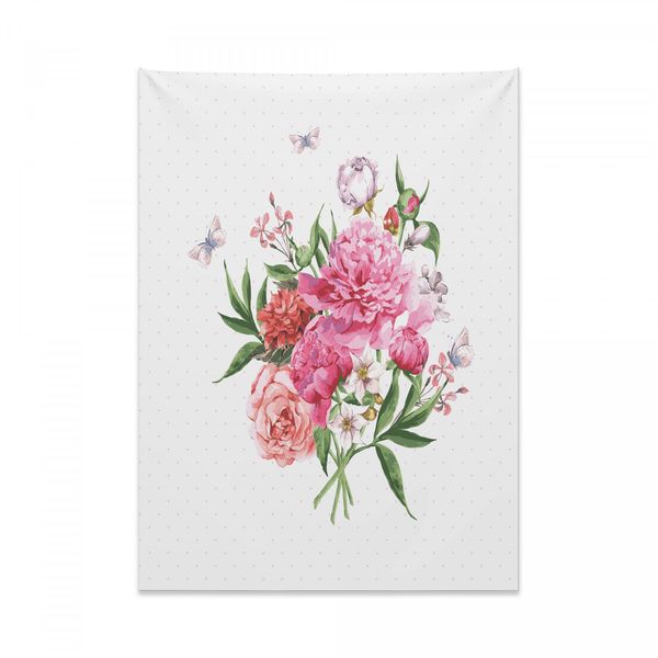 Arazzo Floreale Abakuhaus, Bouquet Vintage Fiori In Morbido Tessuto Microfibra Colori Chiari Che Non Sbiadiscono Lavabile, 110 X 150 Cm, Multicolore-image