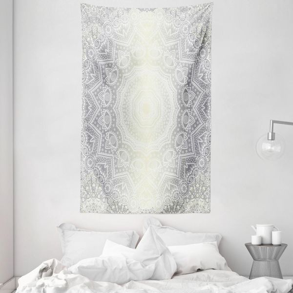 Abakuhaus Arazzo E Copriletto Grigio E Bianco, Sfumato In Morbido Tessuto In Microfibra Lavabile Senza Scolorimento, Stampa Digitale, 140 X 230 Cm, Bianco Avorio Grigio-image