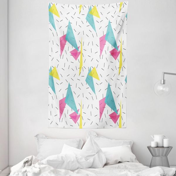 Abakuhaus Arazzo Astratto E Copriletto, Memphis Art Forms In Morbido Tessuto Microfibra Lavabile Senza Scolorimento Stampa Digitale, 140 X 230 Cm, Multicolore-image