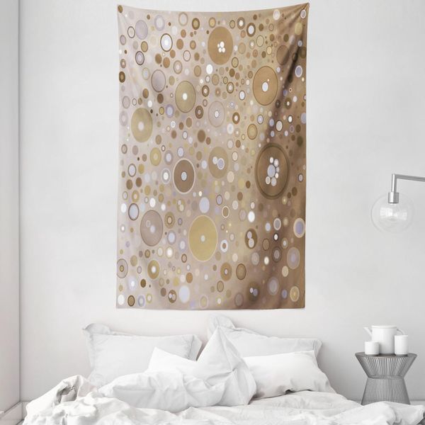 Abakuhaus Tappeto Da Parete E Copriletto Marroni, Bolle Come Punti Circolari In Morbido Tessuto In Microfibra Lavabile Senza Scolorimento Stampa Digitale, 140 X 230 Cm, Marrone Chiaro Lilla Chiaro Crema-image
