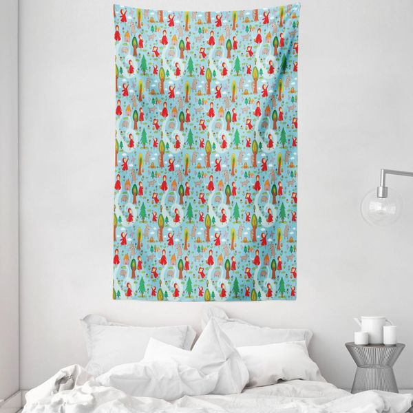 Abakuhaus Arazzo E Copriletto Fiabesco, Cappuccetto Rosso In Morbido Tessuto Microfibra Lavabile Senza Scolorimento Stampa Digitale, 140 X 230 Cm, Multicolore-image