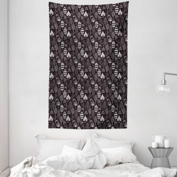 Abakuhaus Arazzo E Copriletto Nordico, Opera D'arte Scribble BläTter In Morbido Tessuto Microfibra Lavabile Senza Scolorimento Stampa Digitale, 140 X 230 Cm, Bianco E Nero-image