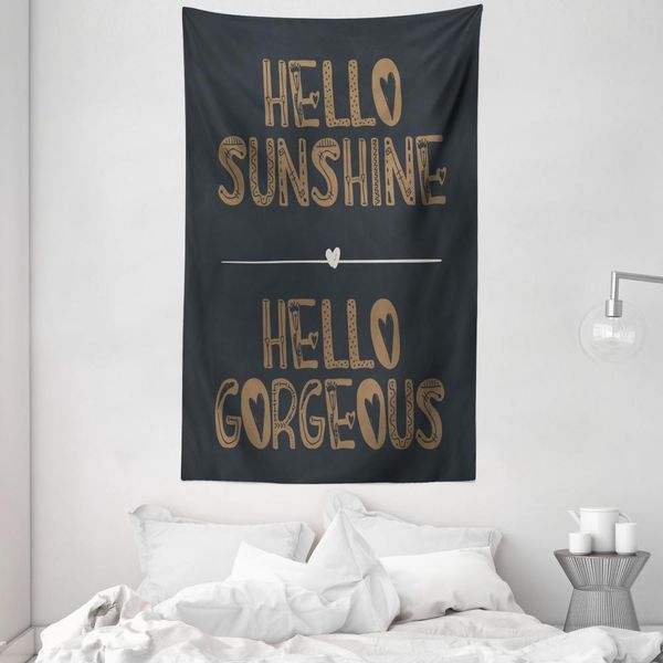 Abakuhaus Ciao Splendido Arazzo E Copriletto, Ciao Sole! Realizzato In Morbido Tessuto In Microfibra Lavabile Senza Scolorimento Stampa Digitale, 140 X 230 Cm, Grigio Antracite Marrone Sabbia-image