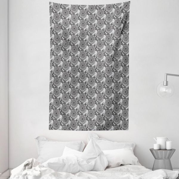 Abakuhaus Arazzo E Copriletto Tartaruga, Motivi Mandala Dettagliati In Morbido Tessuto Microfibra Lavabile Senza Scolorimento Stampa Digitale, 140 X 230 Cm, Blu Grigio Bianco Grigio-image