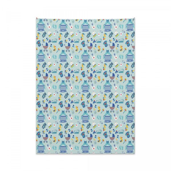Tappeto Da Parete Per Bambini Abakuhaus, Mezzaluna Con Stelle In Morbido Tessuto Microfibra, Colori Chiari Che Non Sbiadiscono, Lavabile, 110 X 150 Cm, Giallo-image