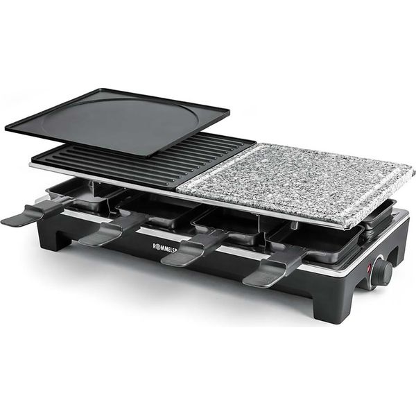 Rommelsbacher Raclette-Griglia In Pietra 1350W 8 Padelline Desc. Termostato Sw-Ed Rcs 1350-image