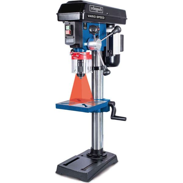 Trapano Da Banco Scheppach Dp19Vario | Motore Da 550 W | Regolazione Continua Della Velocità Da 440 A 2580 Giri/Minuto | Campo Di Serraggio Del Mandrino Da 1,5 A 13 Mm-image