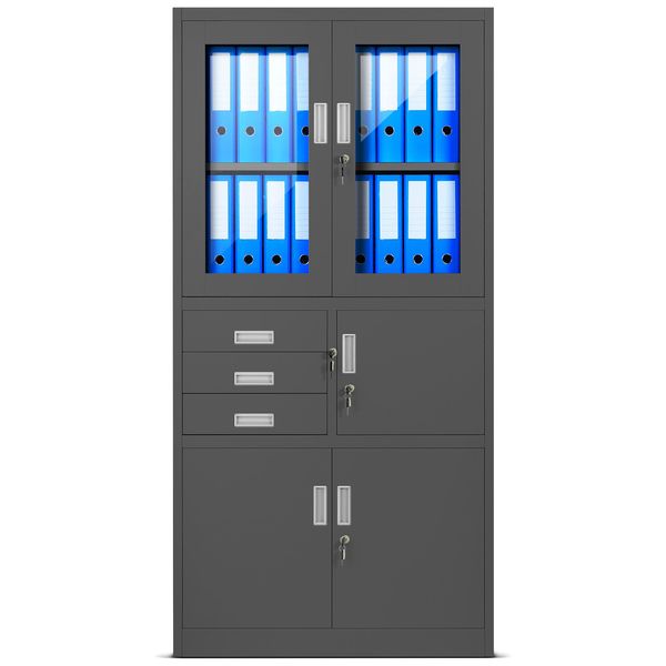 Armadio Per Archiviazione Armadio Per Ufficio Armadio In Acciaio Antracite 185X90X40-image