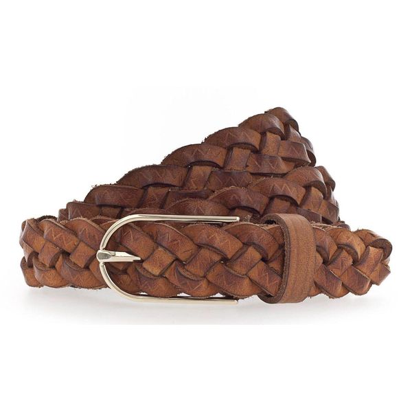 Vanzetti Pelle Cintura Braided Women's Belt W85 Cognac Marrone-image