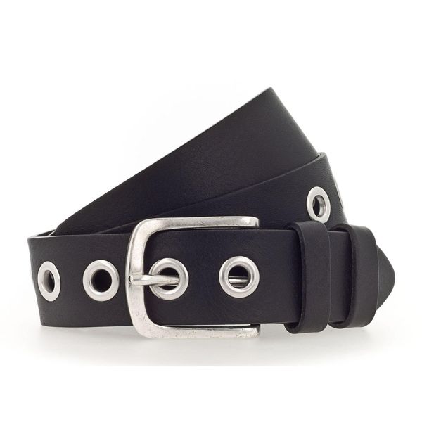 Vanzetti Pelle Cintura 35Mm Full Leather Eyelets Belt W90 Black Nero-image