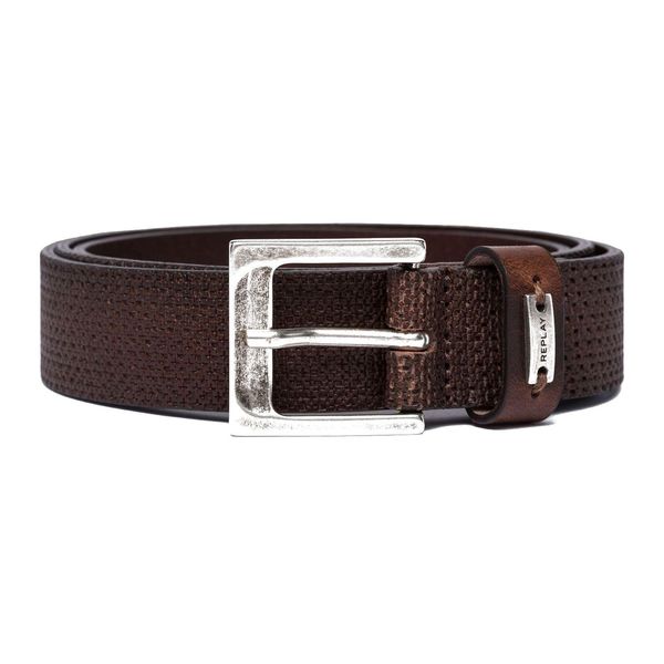 Replay Pelle Cintura Full Leather Belt W100 Fade Tobacco Marrone Scuro-image