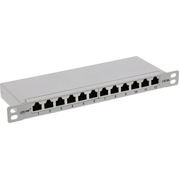 Inline® 25,40Cm (10") Patchfeld Cat.6A 0,5HE 12-Fach, Lichtgrau, RAL7035 (76819I)"-image
