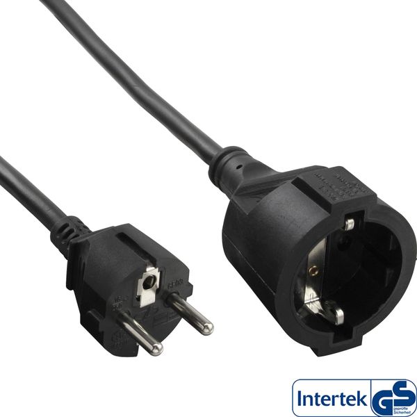 Inline® Strom-VerläNgerung Schutzkontakt Stecker / Buchse, Schwarz, 15M (16410D)-image
