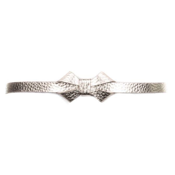 Vanzetti Pelle Cintura 15Mm Metallic Bow Belt W75 Platinum Color Oro Rosa-image