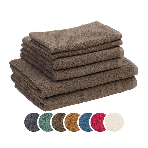 Set Di Asciugamani Sleepling Liebling Con Struttura Alta E Bassa, 2 Asciugamani 50 X 100 Cm, Asciugamani Da Doccia 70 X 140 Cm, Asciugamani Per Ospiti 30 X 50 Cm, Cioccolato-image