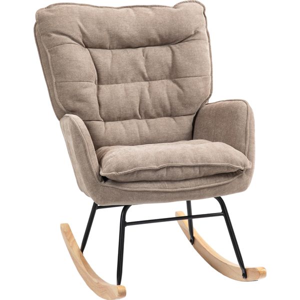 Homcom Sedia A Dondolo Poltrona Swing Poltrona, Poltrona Per Allattamento Con Aspetto In Ciniglia, Sedia A Dondolo Con Portata Fino A 120 Kg Per Camera Da Letto, Salotto, Marrone-image