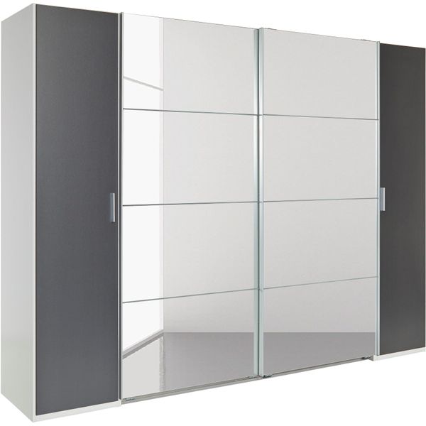 Dreh-/SchwebetüRenschrank wimex "Lotto", Weiß (Weiß, Graphit, Spiegel), B:270Cm H:210Cm T:65Cm, SchräNke, SchwebetüRenschrank Kleiderschrank-image