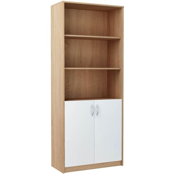 Scansia Con Ante Lucian – Rovere Sonoma / Bianco-image