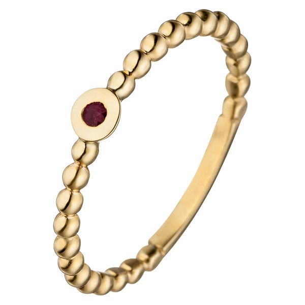 Fingerring Jobo "Kugelring" Gr. 58, Gelb (Gelbgold 375), Fingerringe, Damen, 58, Gelbgold 375, Fingerring, 375 Gold Mit Rubin-image