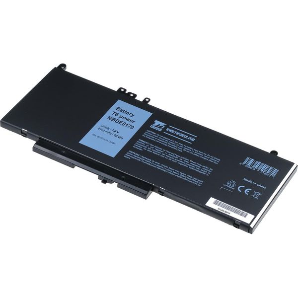 Batteria T6 Power Per Laptop Dell, Numero Di Parte 451-BBPV, Li-Poly, 7,6 V, 8100 Mah (62 Wh), Nero-image