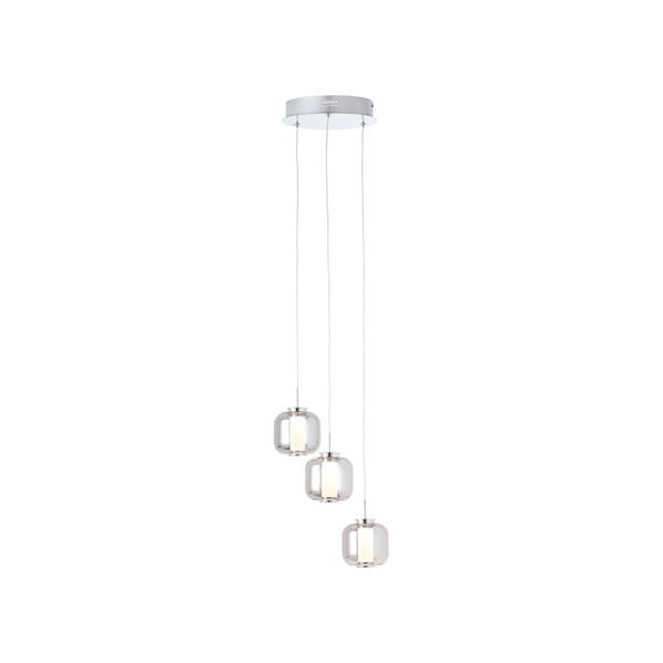 Brilliant Rafa Led Pendelleuchte 3Flg Rondell Chrom/Rauchglas Innenleuchten,Pendelleuchten,-Rondell 3X 5.67W Led Integriert, (Lichtstrom: 528Lm, Lichtfarbe: 3000K) In Der HöHe Einstellbar / Kabel-image
