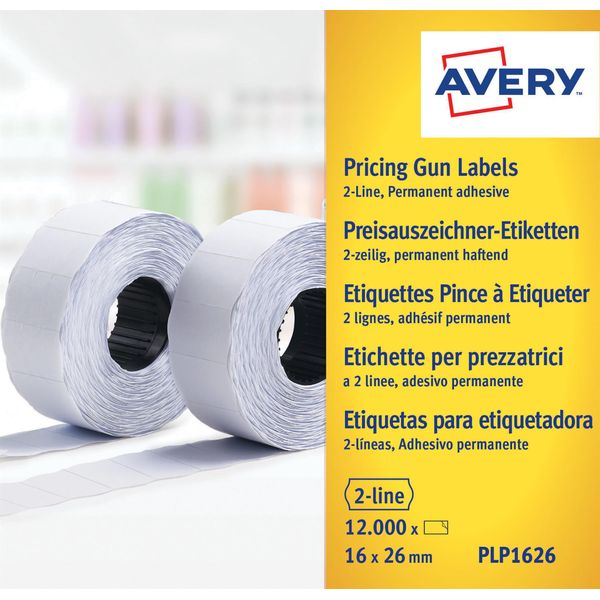 Avery PLP1626 - Carta - Adesivo Permanente - Bianco - 26 X 16 Mm 12000 Etichette (10 Rotoli X 1200) Etichette Prezzo-image