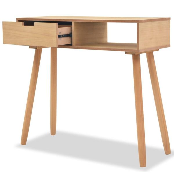 Tavolo Consolle In Legno Di Pino Massiccio 80 X 30 X 72 Cm Marrone-image