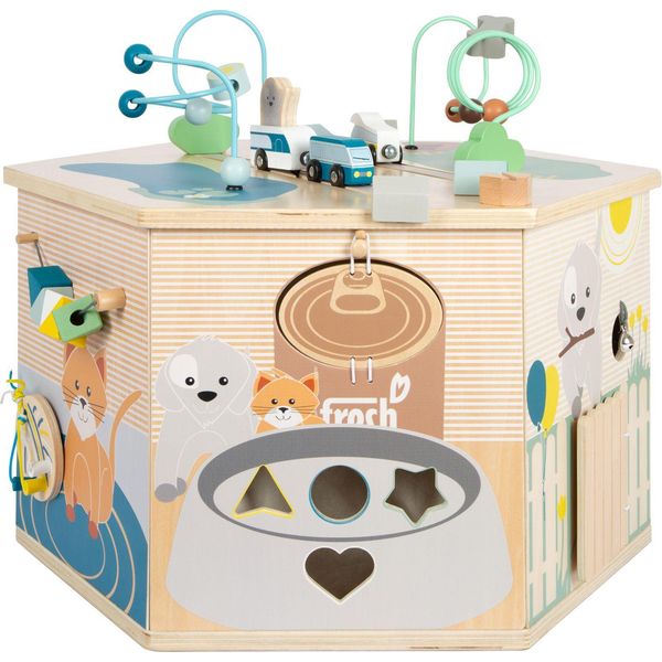 Cubo Delle Abilità Motorie Smallfoot Xxl Animali Domestici 11081, 8 Superfici Di Gioco, Lavagna-image