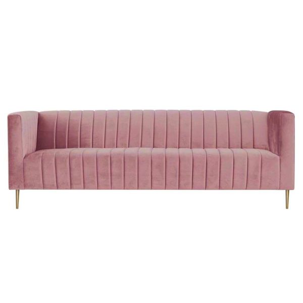 Rosa Tre Posti In Tessuto Soggiorno Design Divani Imbottiti Divano Divano Moderno Arredamento-image